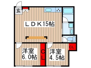 中峠ハイツＥ１棟の物件間取画像